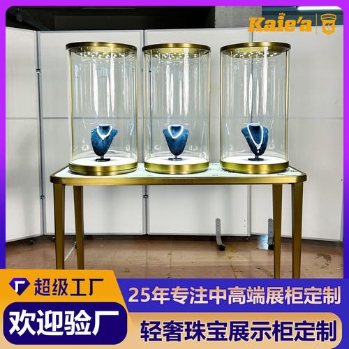 镜面珠宝展示柜定制 提升金银首饰与玉器陈设价值的双层钢化玻璃展柜方案